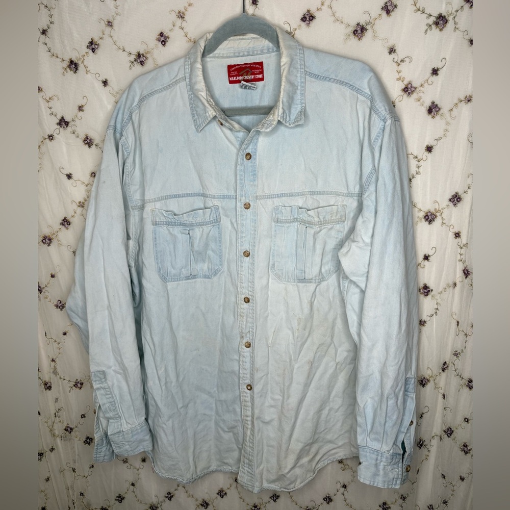 Light Blue Denim Button-Up Shirt